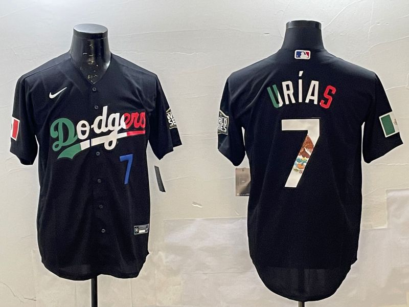 Men Los Angeles Dodgers 7 Urias Black Fashion 2025 Nike MLB Jersey style 6
